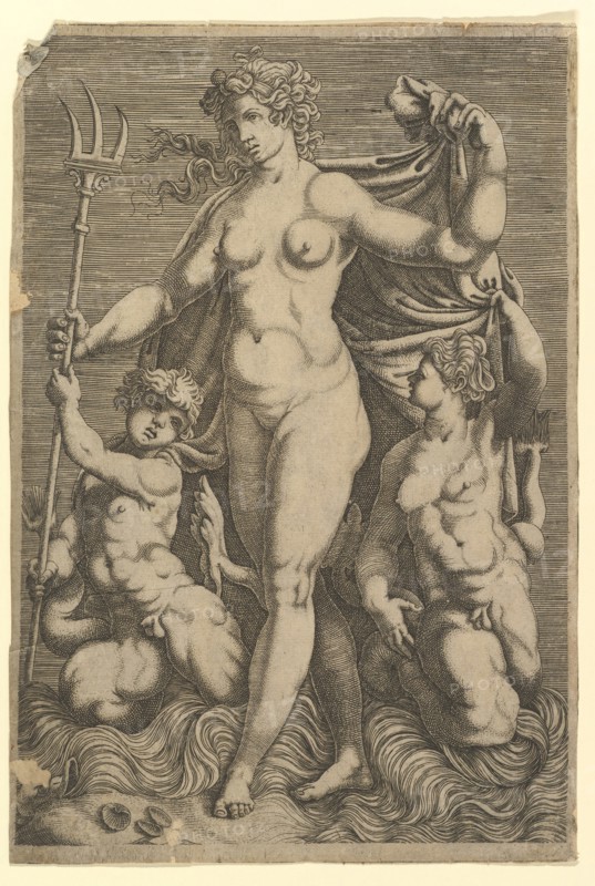 Thetis Standing with Two Tritons. Creator: Unknown.