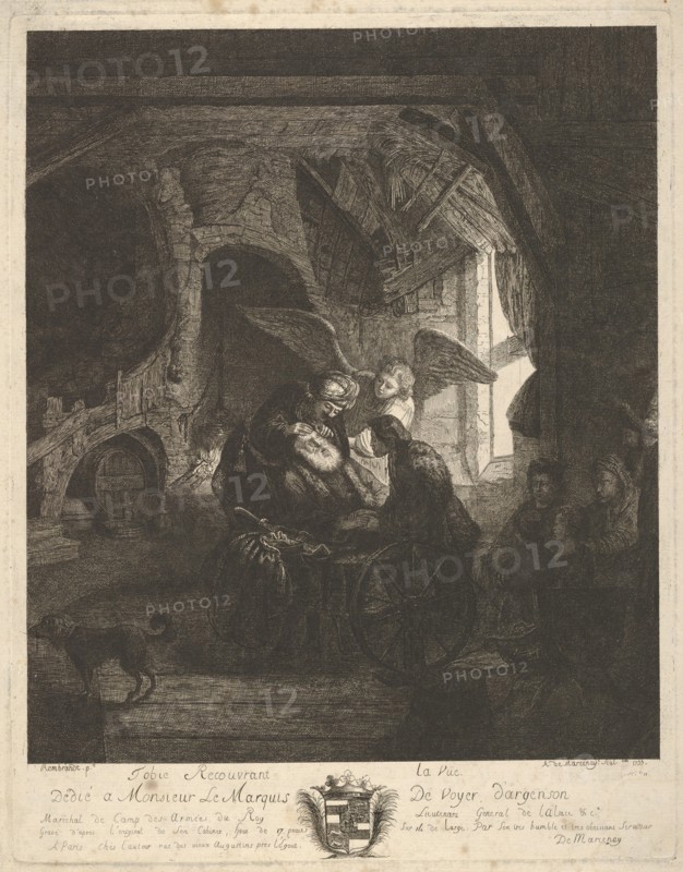 Tobias Returning Sight to His Father, 1755. Creator: Antoine de Marcenay Ghuy.