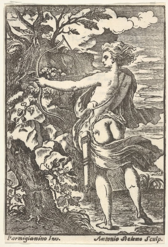 Callisto hunting with drawn bow, after Parmigianino), 1720-1740. Creator: Antonio Belemo.