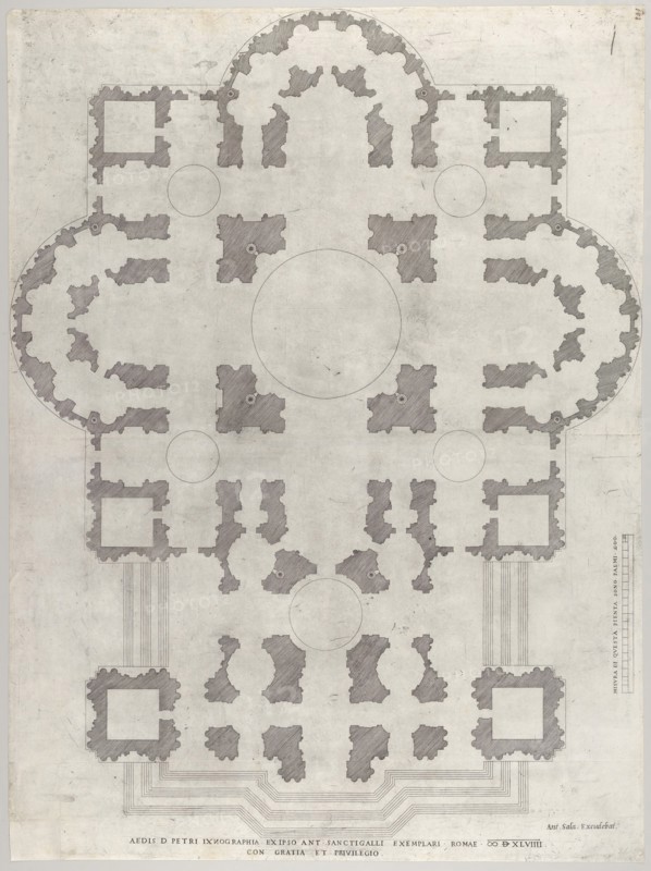 Speculum Romanae Magnificentiae: Plan of St. Peter's, 1549. Creator: Unknown.