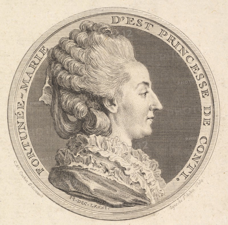 Print of a Portrait Medal of Fortunée-Marie d'Est, Princesse de Conti, 1781. Creator: Augustin de Saint-Aubin.
