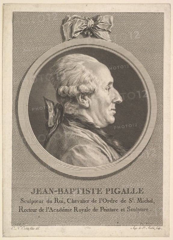 Portrait of Jean-Baptiste Pigalle, 1782. Creator: Augustin de Saint-Aubin.