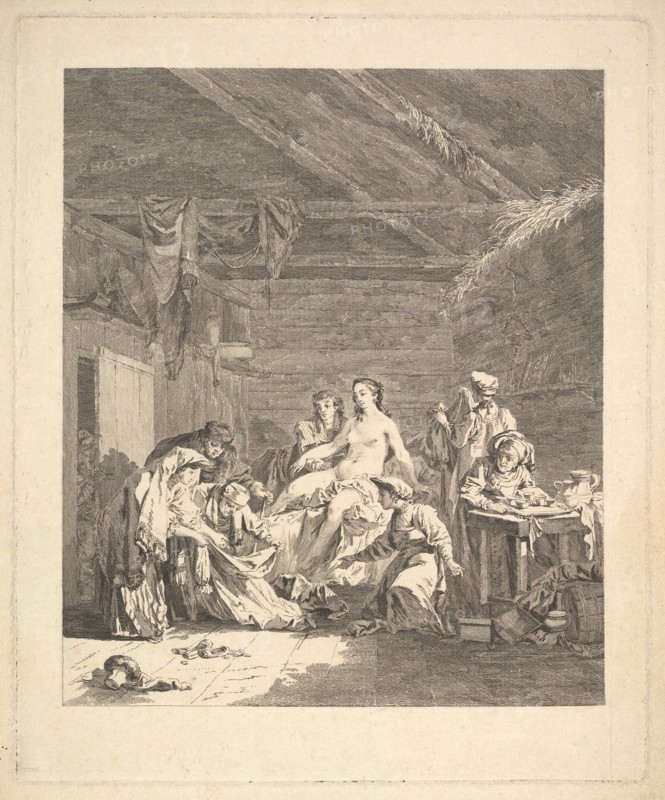 Vignette of the first volume, page 165: Usage des Russes après le Mariage et avant la Noce..., 1767. Creator: Augustin de Saint-Aubin.
