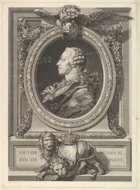 Portrait of Victor Amadeus III, King of Sardinia, 1777. Creator: Augustin de Saint-Aubin.