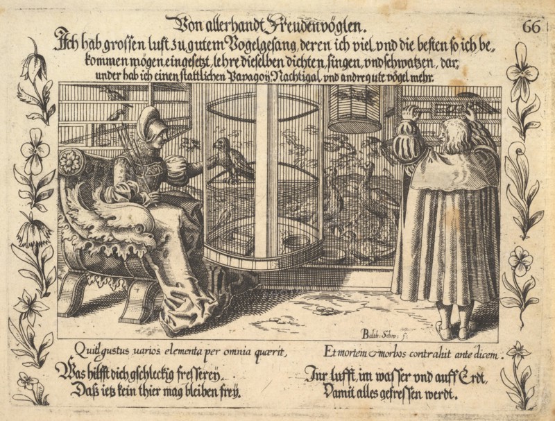 Von allerhandt Freudenvöglen, illustration from Petrarch, Glück und Unglück Spiegel, figur..., 1652. Creator: Balthasar Schwan.