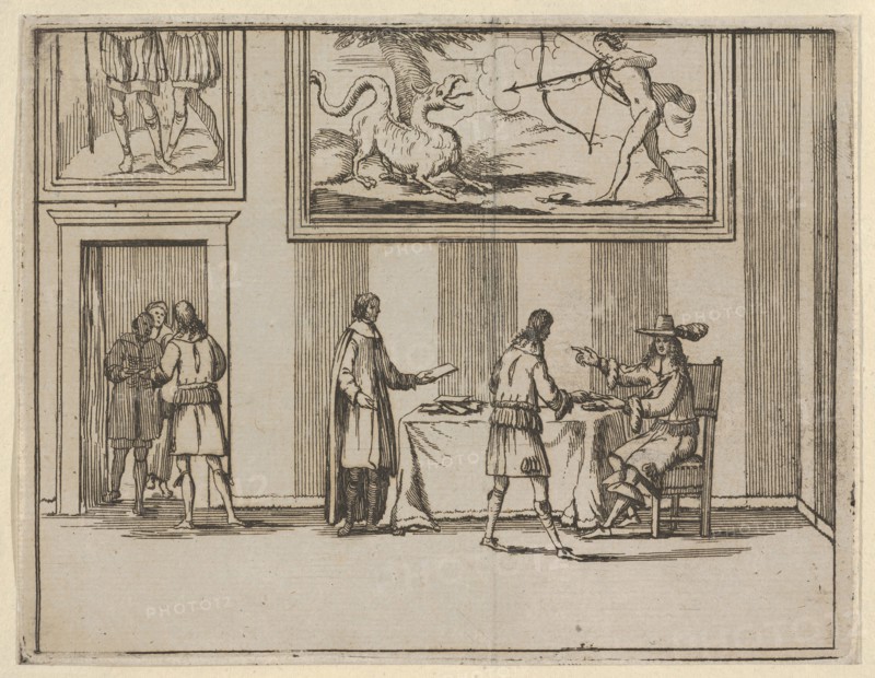 Francesco I d'Este Instructing for Alms to be Given to the Poor, from L'Idea di un Princip..., 1659. Creator: Bartolomeo Fenice.