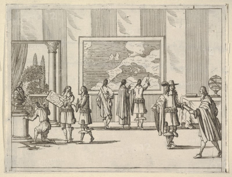 Francesco I d'Este Invites Foreign Scholars to Court, from L'Idea di un Principe ed Eroe C..., 1659. Creator: Bartolomeo Fenice.