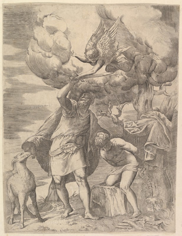 The Angel Staying the Arm of Abraham, After 1552. Creator: Battista Franco Veneziano.