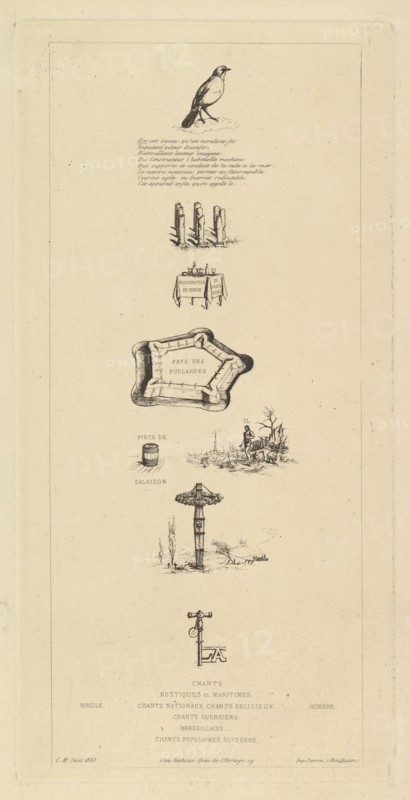 Rebus: Béranger was not really strong, for he never had the key to the fields, 1863. Creator: Charles Meryon.