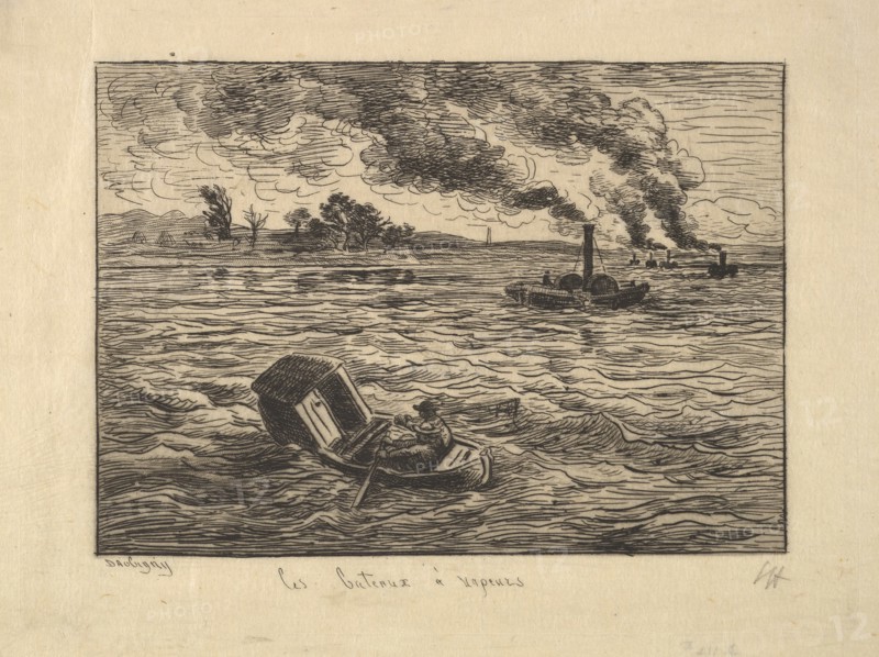 The Steam Boats, 1861. Creator: Charles Francois Daubigny.