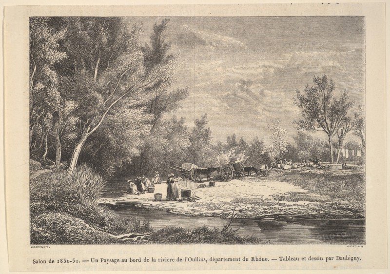 Salon de 1850-51. Landscape along the shores of the river Oullins, 1850-51. Creator: Charles Francois Daubigny.