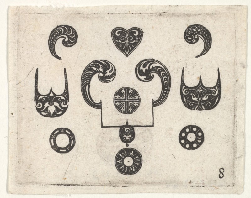 Blackwork Print with Various Motifs, ca. 1620. Creator: Claes Jansz Visscher.
