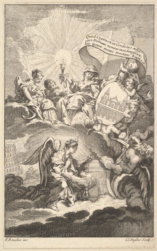 Frontispiece, from The Building of St. Sulpice by Alexis Piron, ca. 1744. Creator: Claude Augustin Duflos le Jeune.