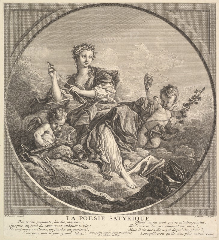 Satyrical Poetry, ca. 1741. Creator: Claude Augustin Duflos le Jeune.