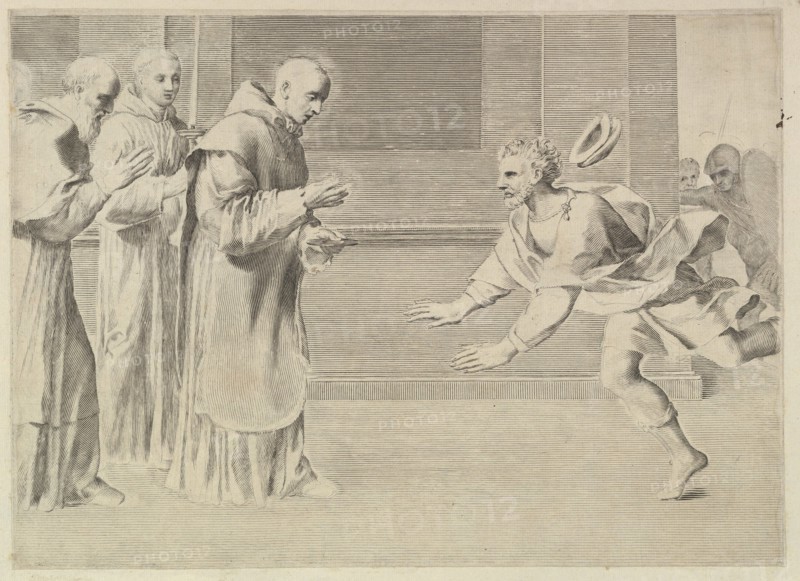 St. William, Duke of Aquitaine, Converted by St. Bernard. Creator: Claude Mellan.