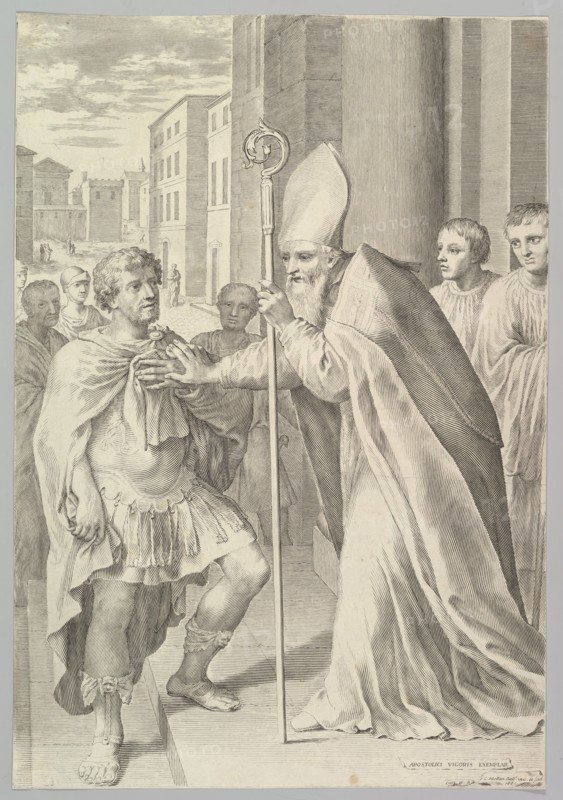 St. Ambrose, Archbishop of Milan, Turning Back Emperor Theodosius, 1681. Creator: Claude Mellan.
