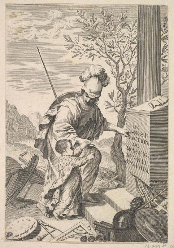 Minerva Instructs the Dauphin, 1640. Creator: Claude Mellan.
