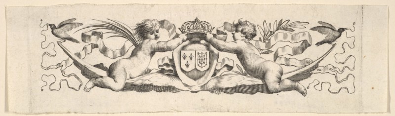 Headband: Two Infants with the Arms of France and Navarre. Creator: Claude Mellan.