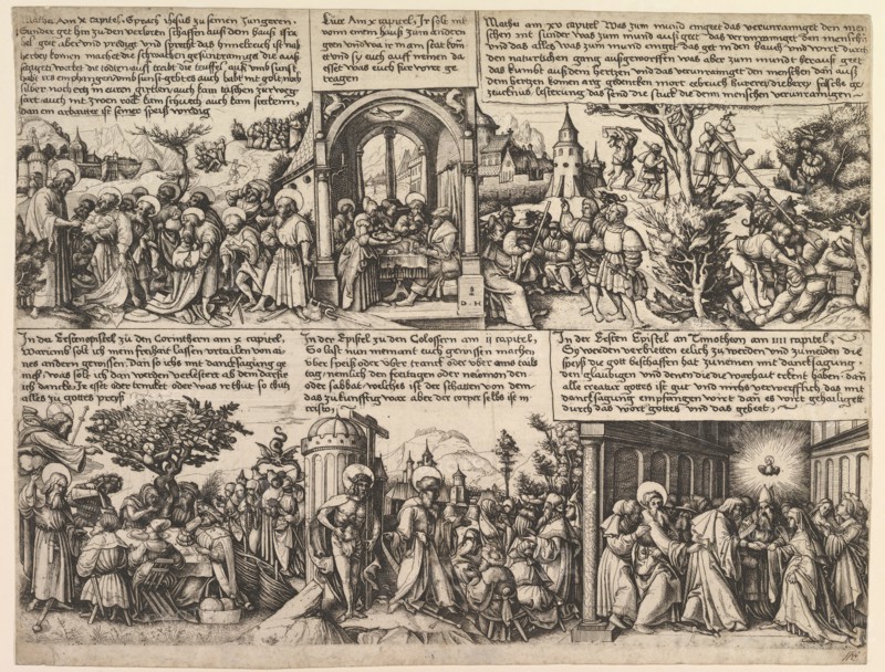 Different Scenes, from the Gospels and from Acta Apostolorum, ca. 1530. Creator: Daniel Hopfer.