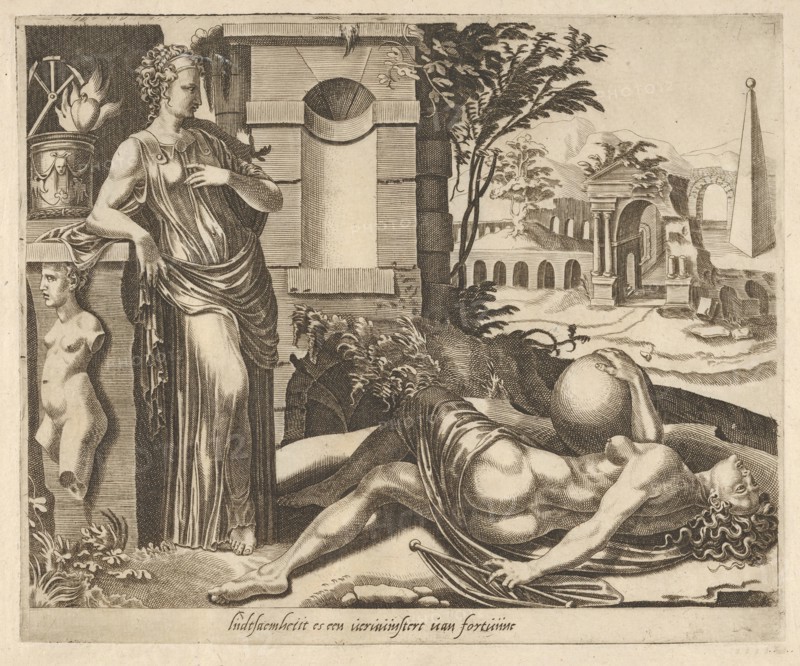 Patience as the Victor over Fortune from Six Sayings about Fortune, ca. 1560. Creator: Dirck Volkertsen Coornhert.