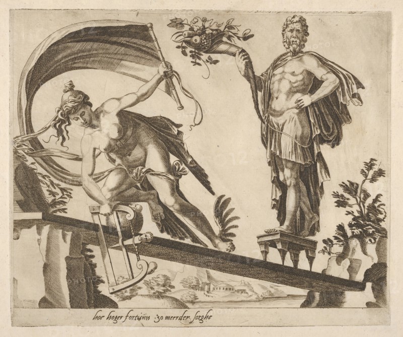 When Fortune Is Abundant, the Fall Will Be Deeper from Six Sayings about Fortune, ca. 1560. Creator: Dirck Volkertsen Coornhert.