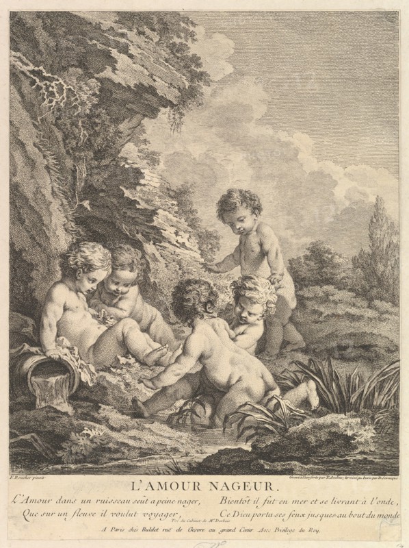 Child Swimming, ca. 1741. Creators: Dominique Sornique, Pierre Alexandre Aveline.