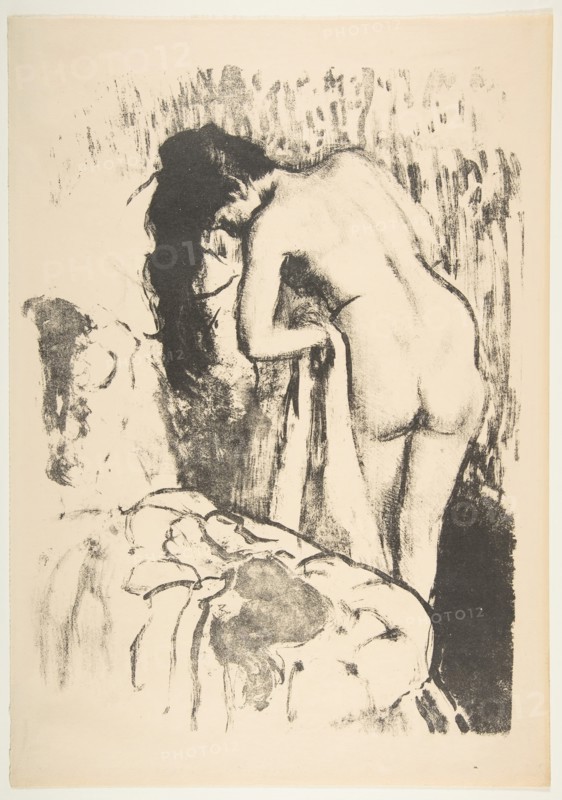 Nude Woman Standing, Drying Herself, 1891-92. Creator: Edgar Degas.
