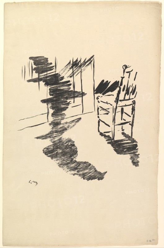 The Shadow that Lies Floating on the Floor. Illustration to The Raven by Edgar Allan Poe, 1875. Creator: Edouard Manet.