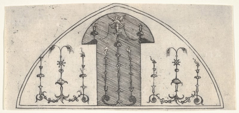 Lancet-shaped panel of grotesque decoration, 1541. Creator: Enea Vico.