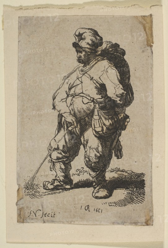 A Man Making Water, 18th century. Creator: Francois Vivares.