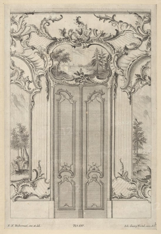 Wall Elevation with a Double Door, from 'Wandfüllungen', ca. 1748-70. Creator: Franz Xavier Habermann.