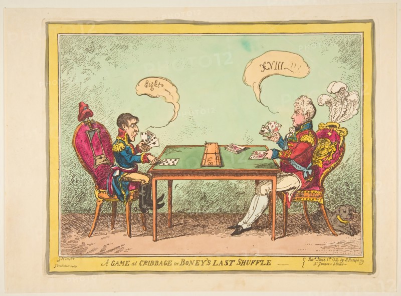 A Game of Cribbage or Boney's Last Shuffle, June 6, 1814. Creator: George Cruikshank.