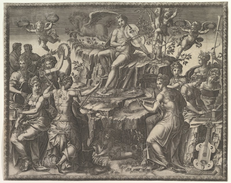 Apollo and the Muses, ca. 1557. Creator: Giorgio Ghisi.