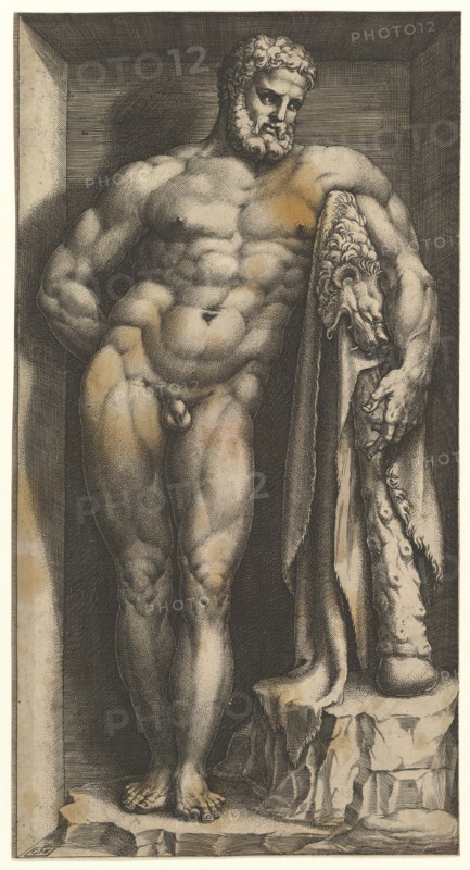 The Farnese Hercules, late 1570s. Creator: Giorgio Ghisi.