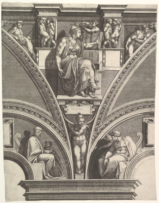 The Eritrean Sibyl; from the series of Prophets and Sibyls in the Sistine Chapel, 1570-75. Creator: Giorgio Ghisi.
