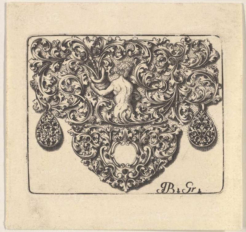 Goldsmiths Ornament with a Young Man Holding a Cornucopia, 1709. Creator: Giovani Battista Grondoni.