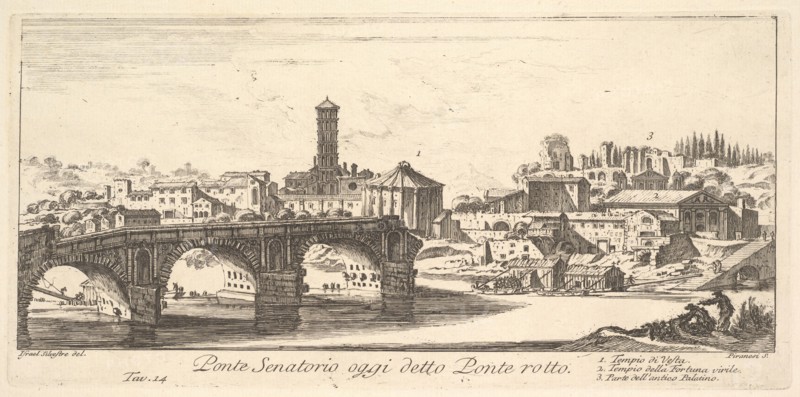 Plate 14: Senatorial Bridge, today called the Ponte Rotto