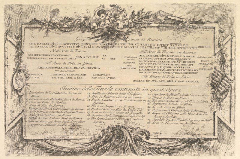 Beginning "Iscrizione nei lati del Ponte di Rimino"