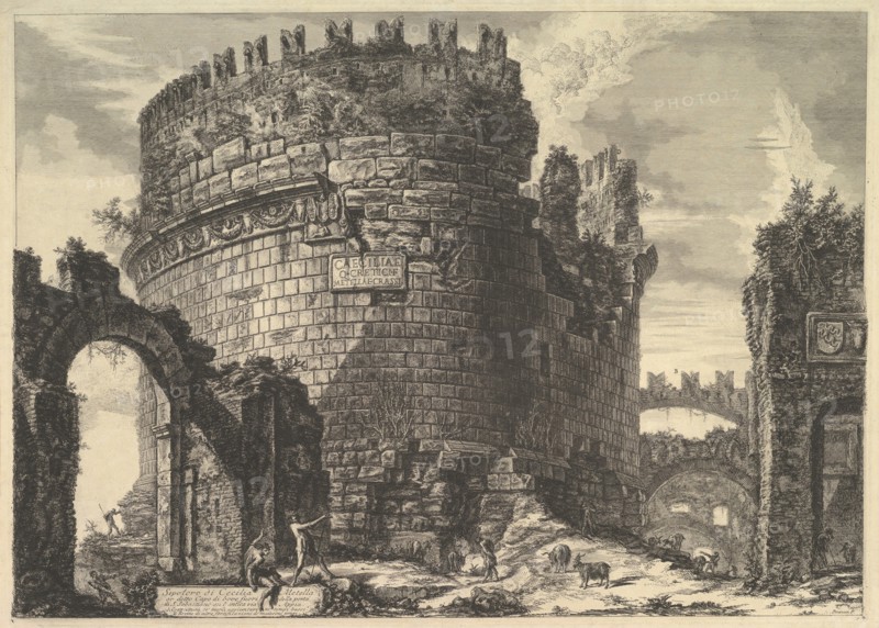 The tomb of Caecilia Metella, from Vedute di Roma