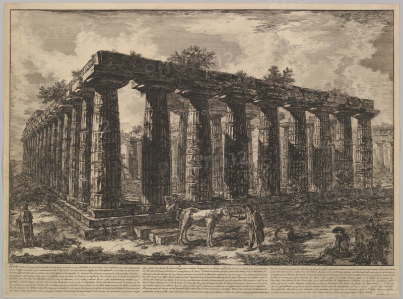 View showing the remains of a large enclosure of columns..., from Différentes vues de ..., ca. 1748. Creator: Giovanni Battista Piranesi.