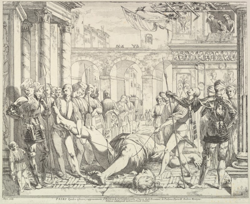 The Martyrdom of Saint Christopher, from "The Story of Saints James and Christopher in the..., 1776. Creator: David Giovanni.