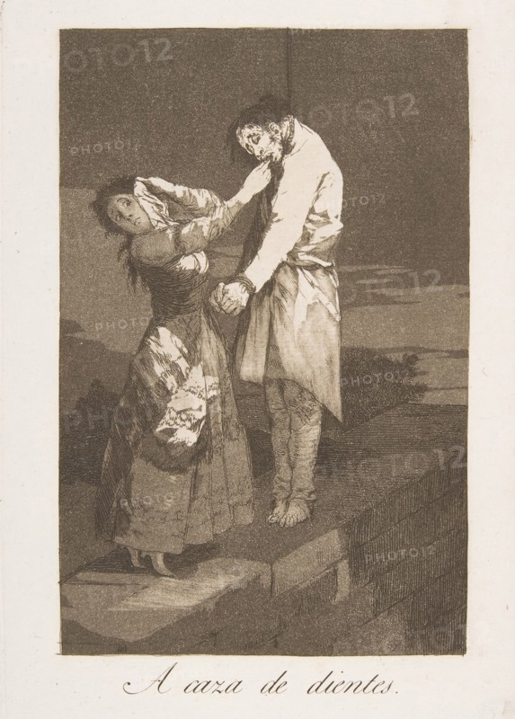 Plate 12 from 'Los Caprichos': Out hunting for teeth