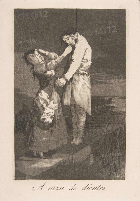 Plate 12 from 'Los Caprichos': Out hunting for teeth