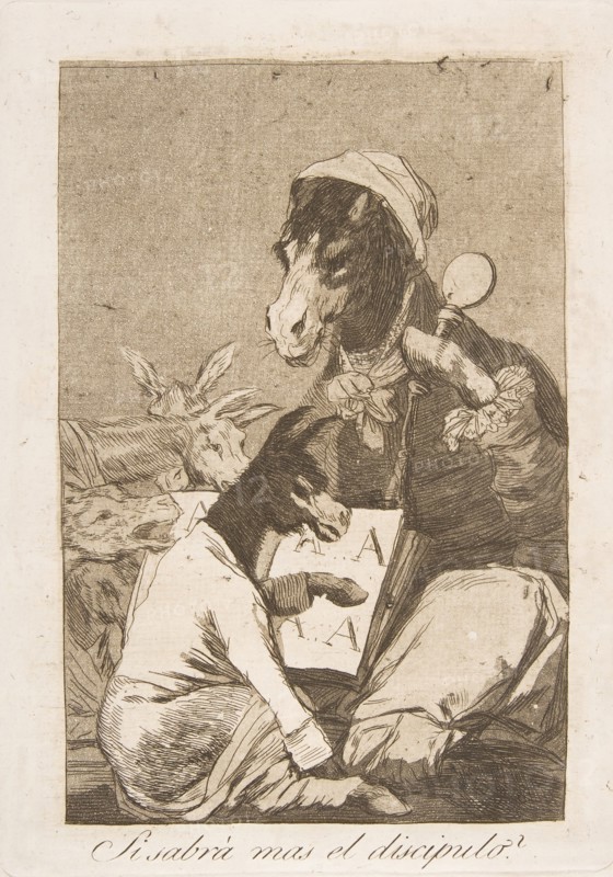 Plate 37 from 'Los Caprichos': Might not the pupil know more?