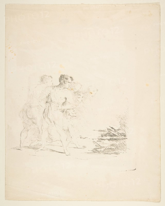 Men Spitting at a Fire, ca. 1820-1850. Creator: Formerly attributed to Goya