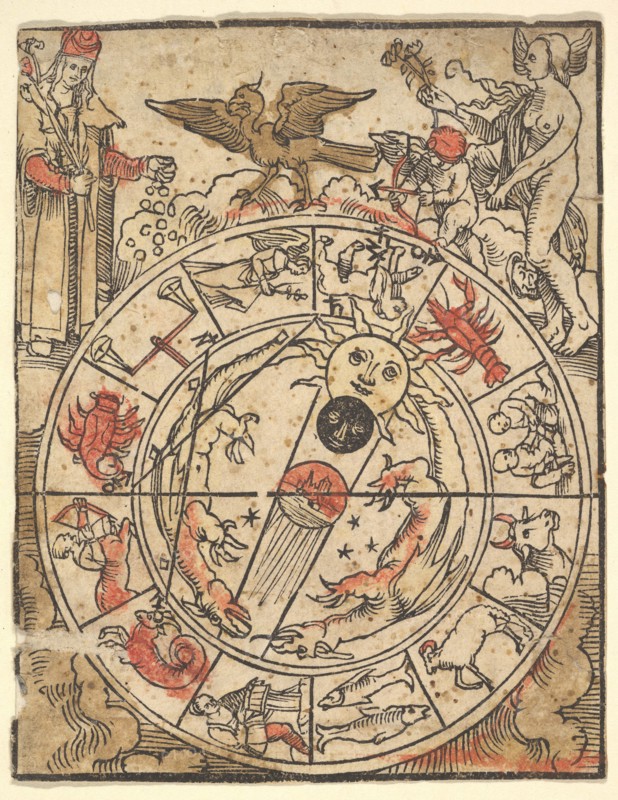 Chart of the Signs of the Zodiac with Venus, Cupid, and a Bishop Saint. Creator: Hans Baldung.
