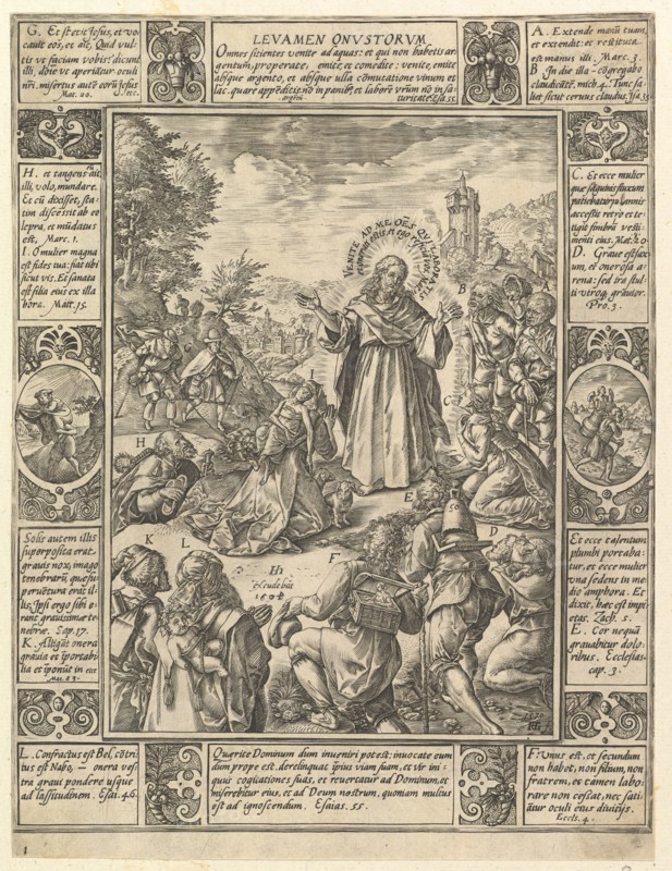 Levamen Onostrorum, from Allegories of the Christian Faith, from Christian and Profane All..., 1604. Creator: Hendrik Goltzius.