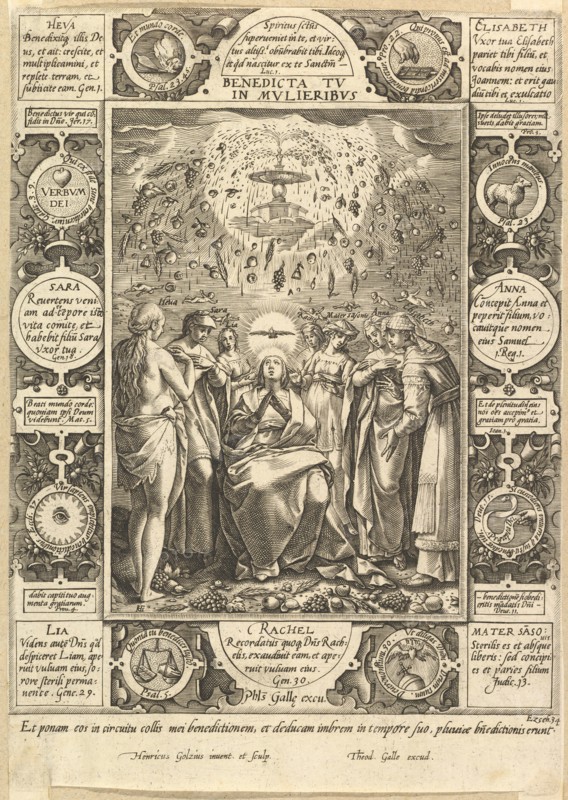 Benedicta tu in Mulieribus, from Christian and Profane Allegories. Creator: Hendrik Goltzius.