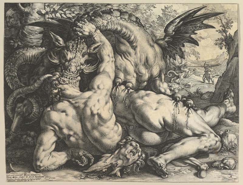 The Dragon Devouring the Companions of Cadmus, 1588. Creator: Hendrik Goltzius.