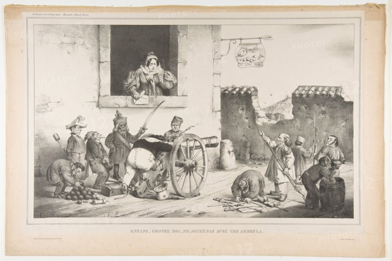 Children, Obey Me, Do Not Play With Those Weapons, April 1834. Creators: Jean Ignace Isidore Gerard, Auguste Desperret.